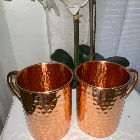 New without box Hammered Copper 100% solid copper Mugs 6 mugs total - Picture 3 of 13